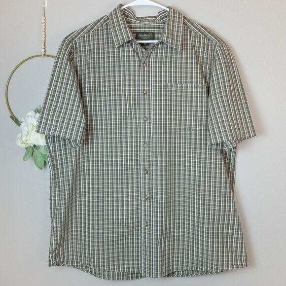 Eddie Bauer Green Short Sleeves Button Up Shirt Size XL - Picture 1 of 6